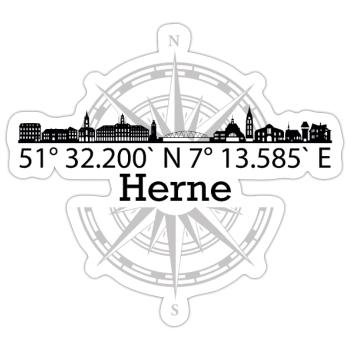 Koordinaten Herne - Sticker Größe S (10 x 10 cm) - Mattweiß - Vorne