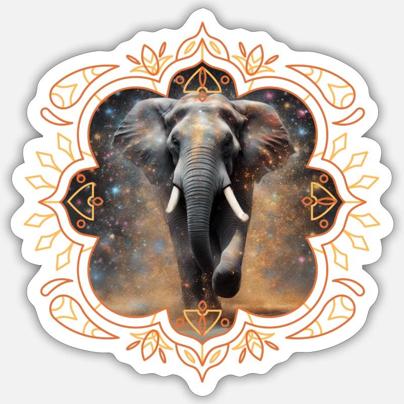 Elefant in Glitzerwolke - Sticker Größe S (10 x 10 cm) - Mattweiß