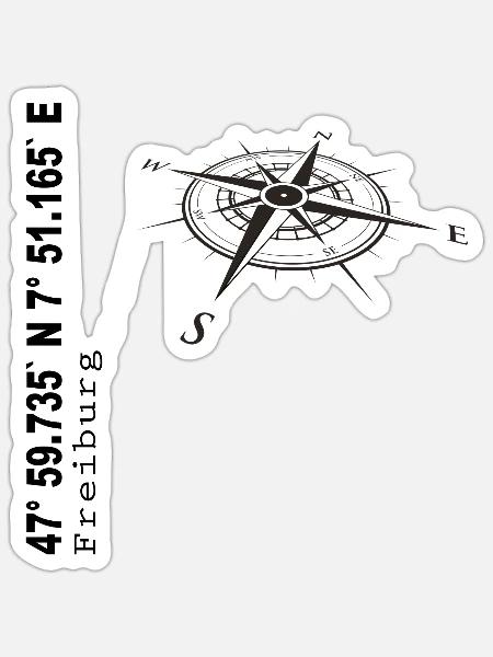 Koordinaten Freiburg - Sticker Größe S (10 x 10 cm) - Mattweiß