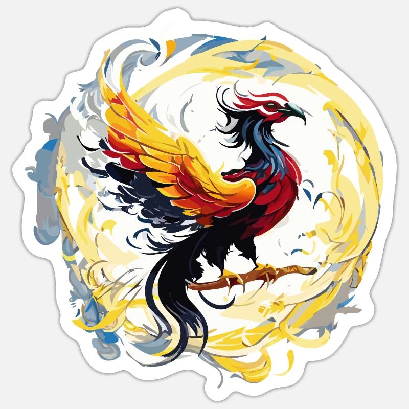 Flammender Phönix (Sammlung von Kunstwerken) Sticker Größe S (10 x 10 cm)