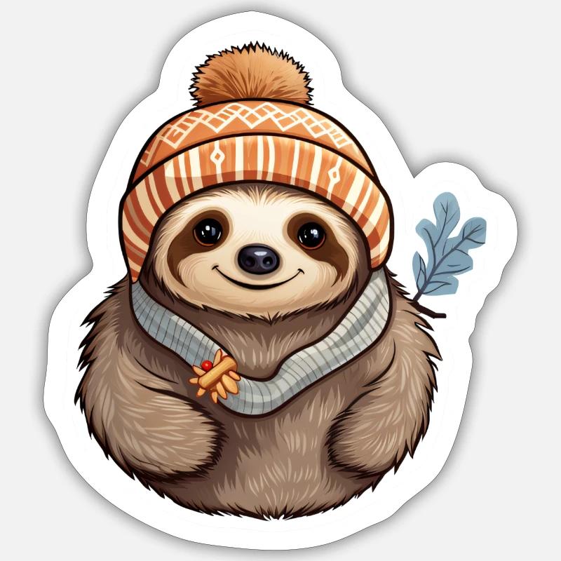 Winter Sloth - Sticker size S (10 x 10 cm) - white matte