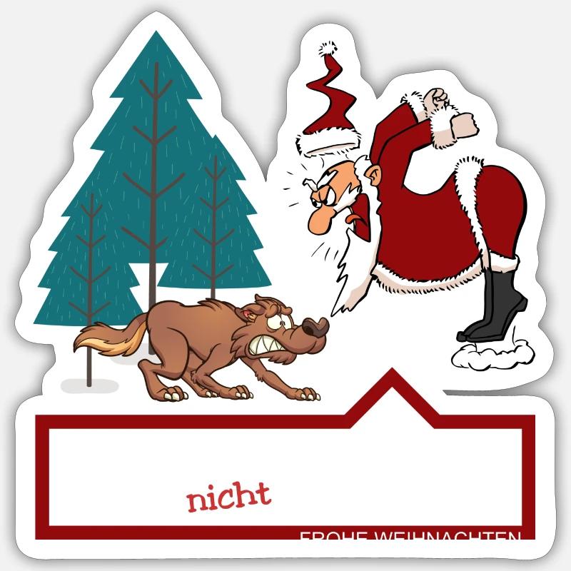 Weihnachtsmann & Wolf (Kein-Rotkäppchen-Edition) Sticker Größe S (10 x 10 cm)
