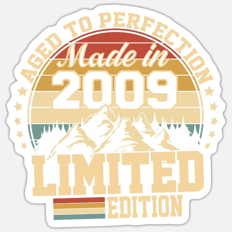 Made in 2009 - Agée avec perfection - Sticker taille S (10 x 10 cm) - blanc mat