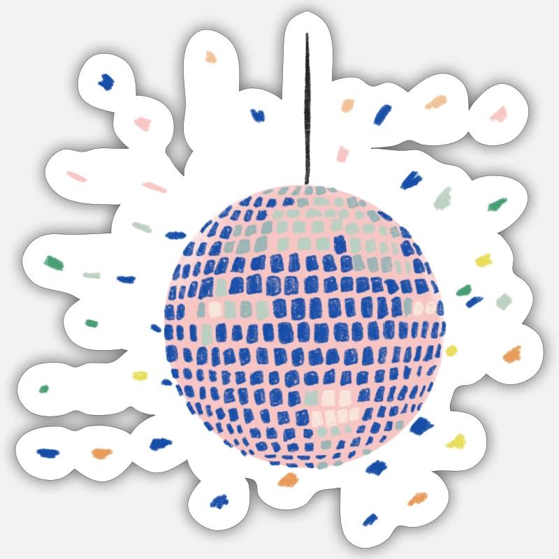 Boule disco - Sticker taille S (10 x 10 cm) - blanc mat