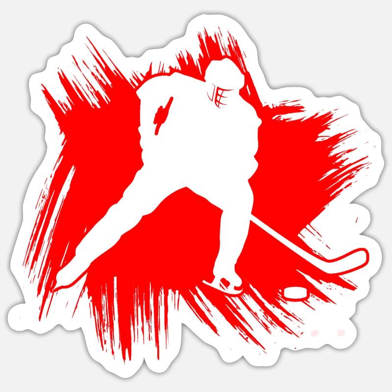 hockey sur glace - Sticker taille S (10 x 10 cm) - blanc mat