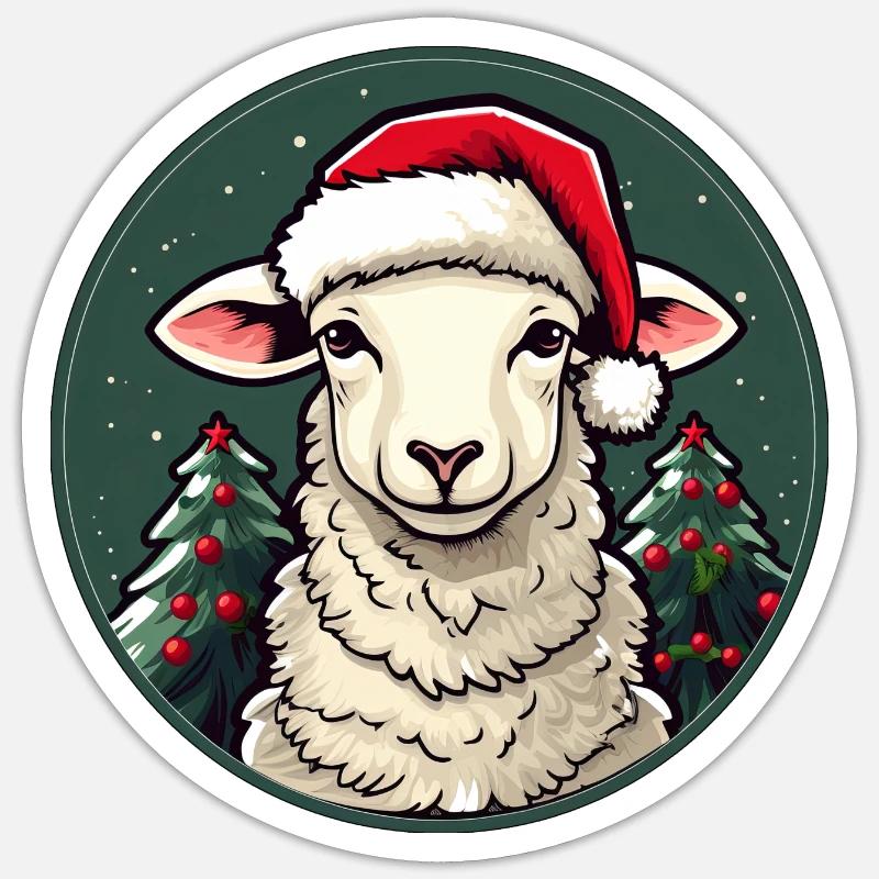 Noël de mouton - Sticker taille S (10 x 10 cm) - blanc mat