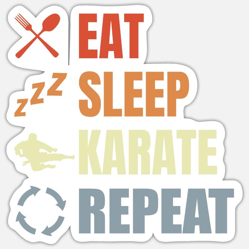Eating, sleeping, repeating karate - Sticker size S (10 x 10 cm) - white matte