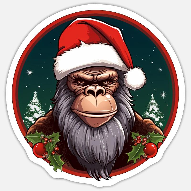 Monkey Christmas Sticker size S (10 x 10 cm)
