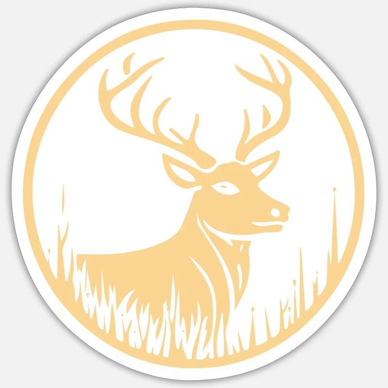 Der Stolze Waldhirsch - Sticker Größe S (10 x 10 cm) - Mattweiß