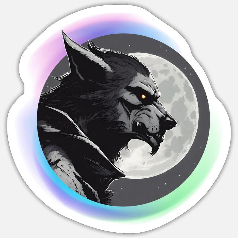 Werwolf spitzt die Ohren - Sticker Größe S (10 x 10 cm) - Mattweiß
