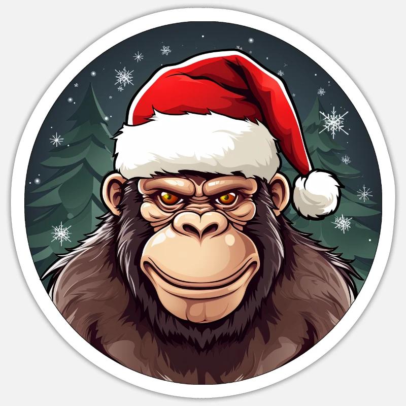 Monkey Christmas Sticker size S (10 x 10 cm)
