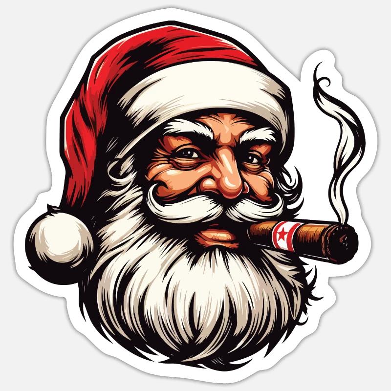 Weihnachtsmann mit Zigarre Sticker Größe S (10 x 10 cm)