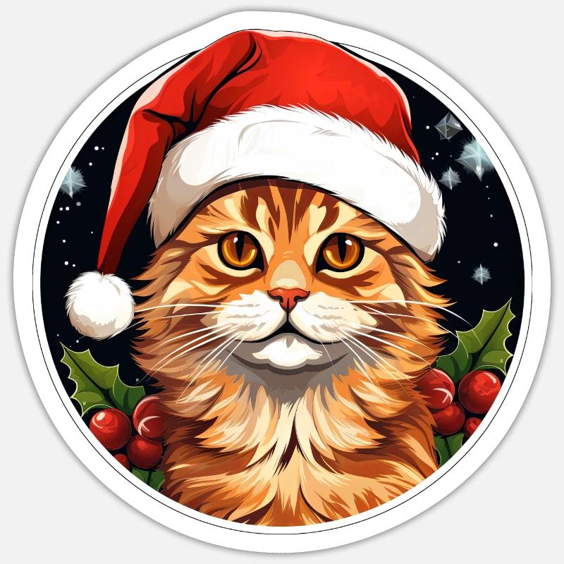 Chats Noël - Sticker taille S (10 x 10 cm) - blanc mat