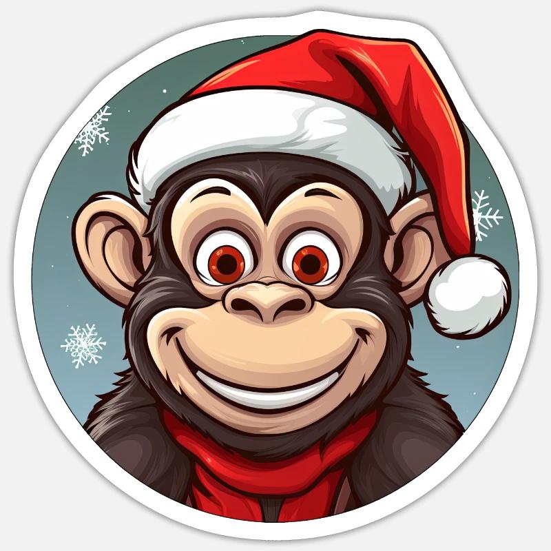 Monkey Christmas - Sticker size S (10 x 10 cm) - white matte