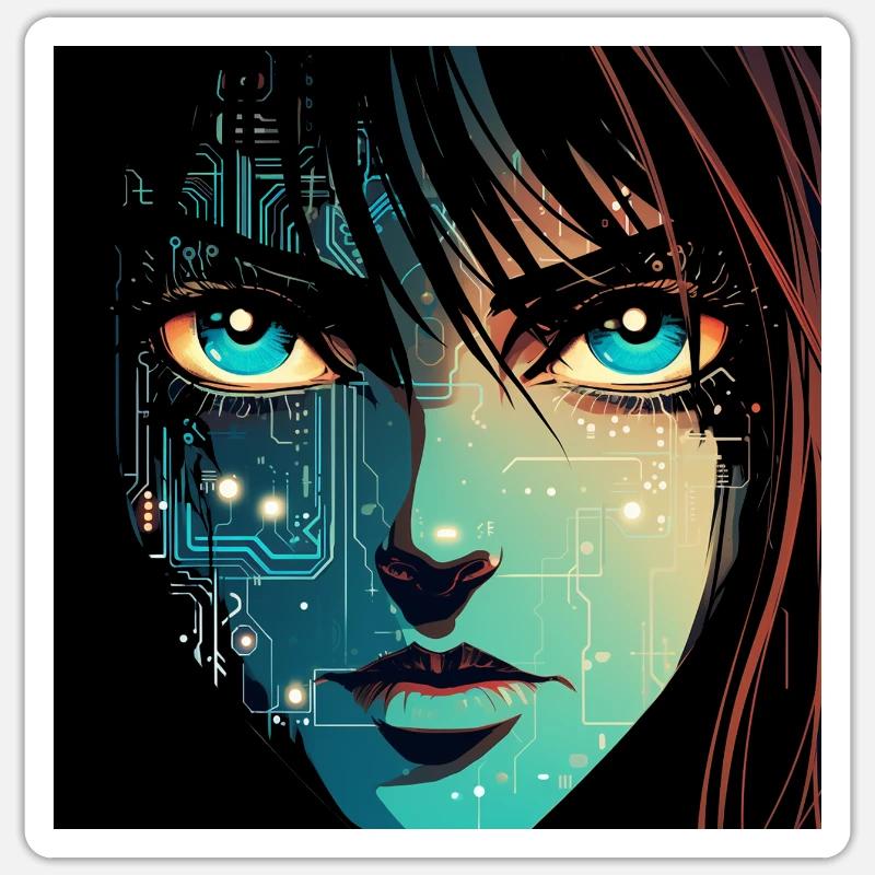 Anime Digital - Sticker Größe S (10 x 10 cm) - Mattweiß