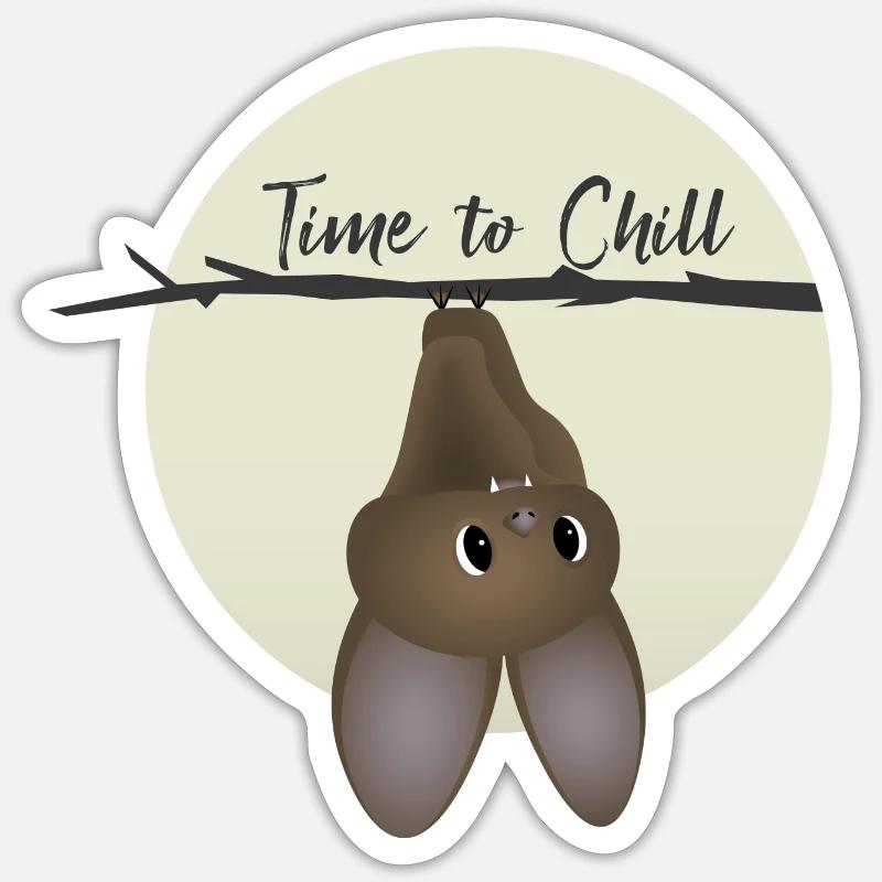 Bat - Time to relax - Sticker size S (10 x 10 cm) - white matte