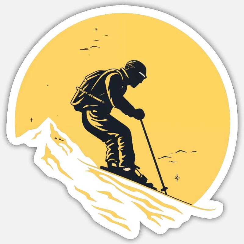ski - Sticker Größe S (10 x 10 cm) - Mattweiß