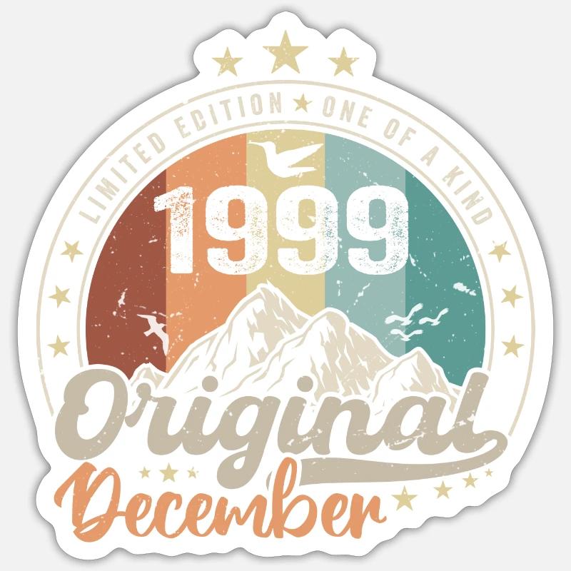 Dezember 1999 Geburtstagsgeschenk - Dezember 1999 - Sticker Größe S (10 x 10 cm) - Mattweiß