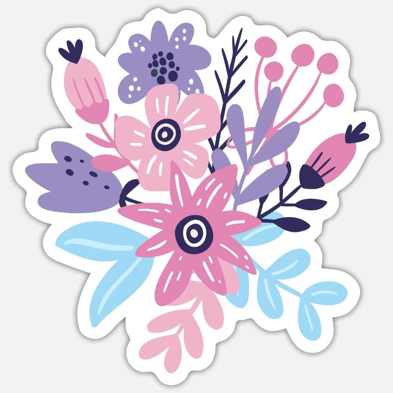 Pastellfarbene Blumenexplosion - Sticker Größe S (10 x 10 cm) - Mattweiß