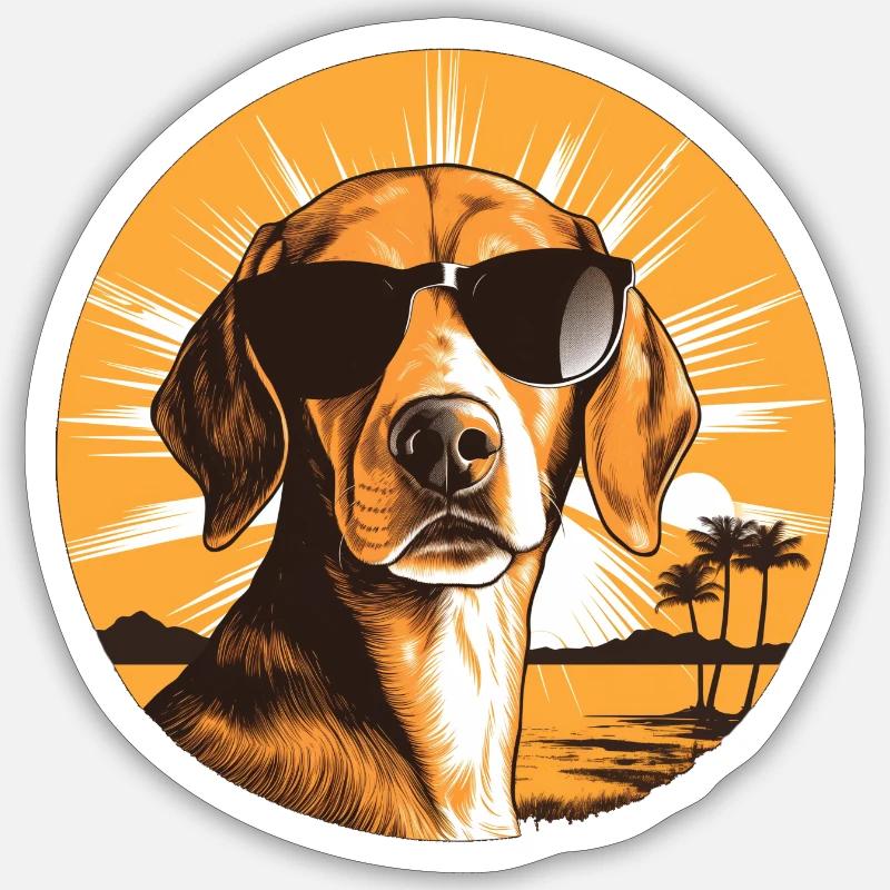 Beagle - Sticker taille S (10 x 10 cm) - blanc mat