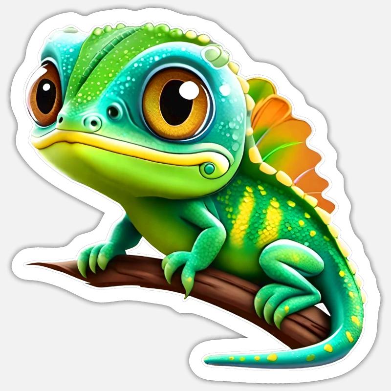 Mignon. Petit iguane - Sticker taille S (10 x 10 cm) - blanc mat