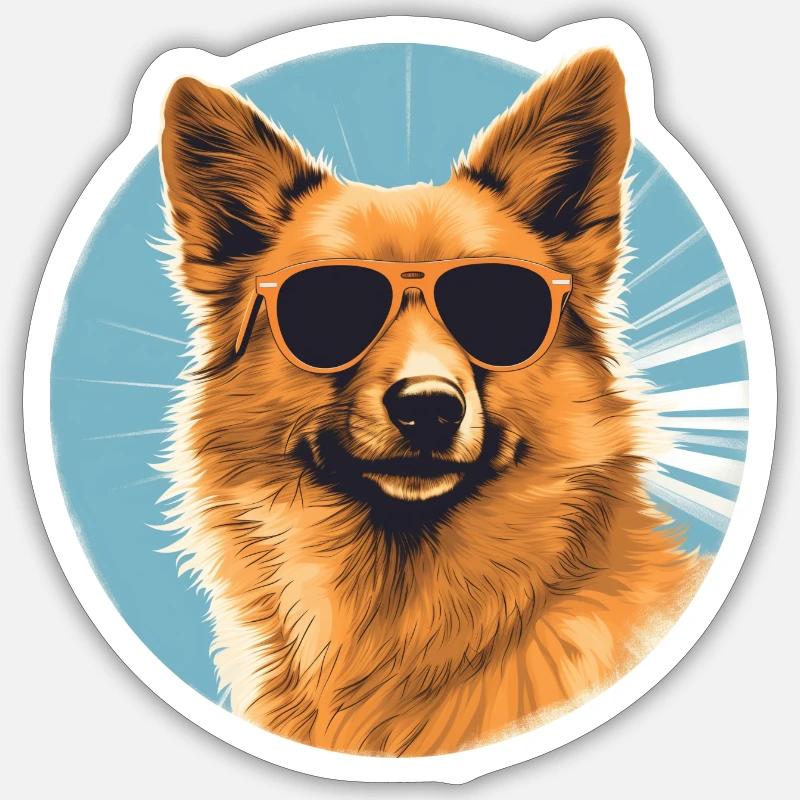 Finnish Spitz - Sticker size S (10 x 10 cm) - white matte