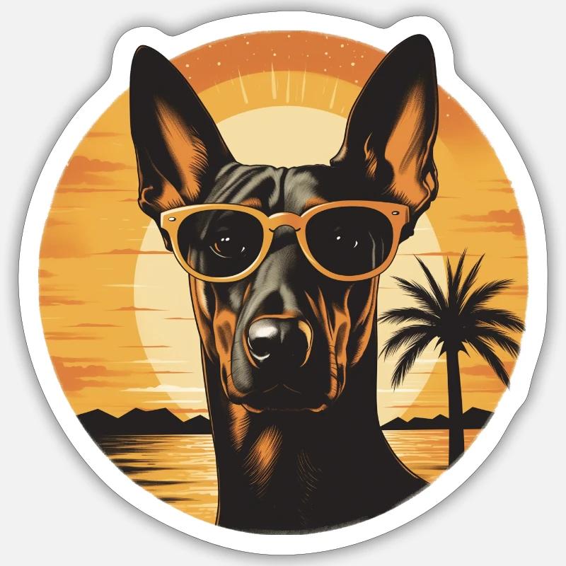Dobermann - Sticker Größe S (10 x 10 cm) - Mattweiß