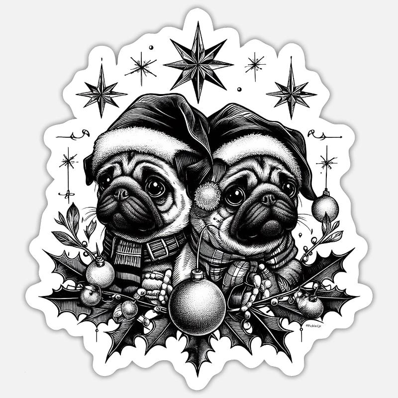 Goth Pugs - Sticker size S (10 x 10 cm) - white matte