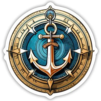 Anker & Kompas, Zeeman, Zeereis - Sticker maat S (10 x 10 cm) - mat wit - Voor