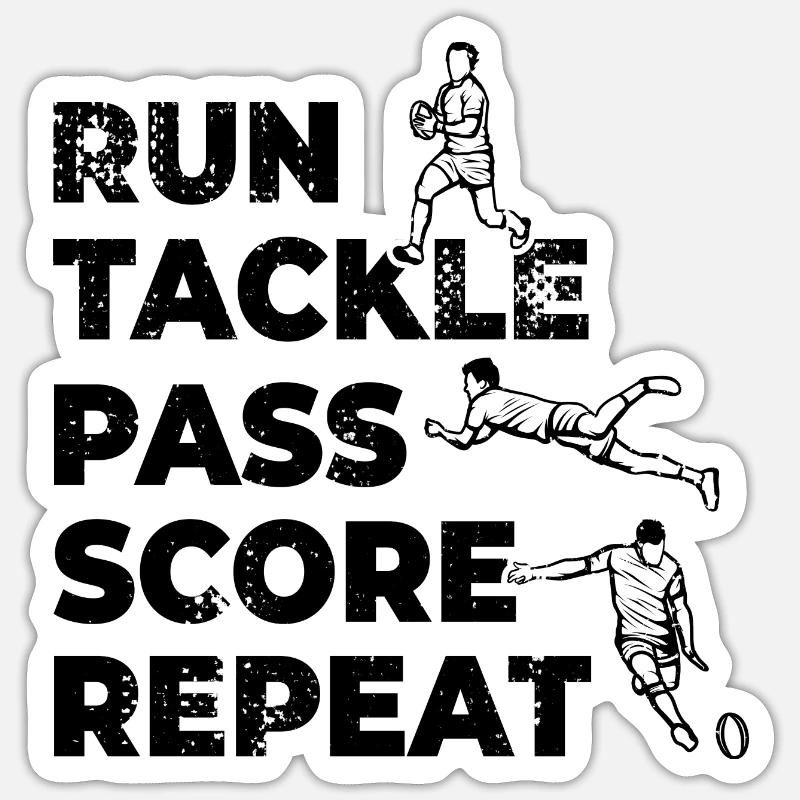 Course, Tacle, Passe, Score, Répétition - Sticker taille S (10 x 10 cm) - blanc mat