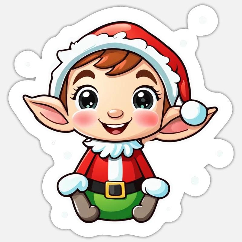 Elf Christmas Elf Gift Elf - Sticker size S (10 x 10 cm) - white matte