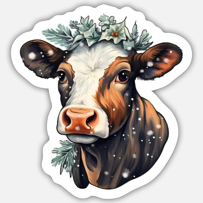 Veau de l’Avent avec couronne - Sticker taille S (10 x 10 cm) - blanc mat