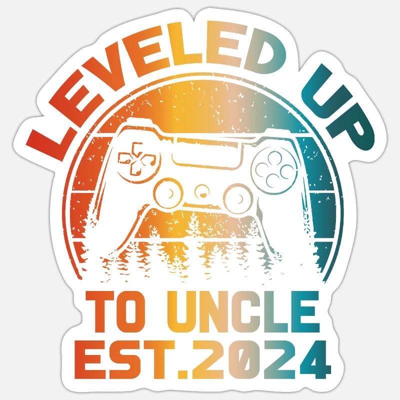 leveled up to uncle Est 2024 First Time Uncle Sticker taille S (10 x 10 cm)