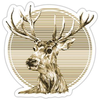 Hirsch - Sticker Größe S (10 x 10 cm) - Mattweiß - Vorne