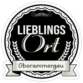 Lieblingsort Oberammergau - Sticker Größe S (10 x 10 cm) - Mattweiß - Vorne