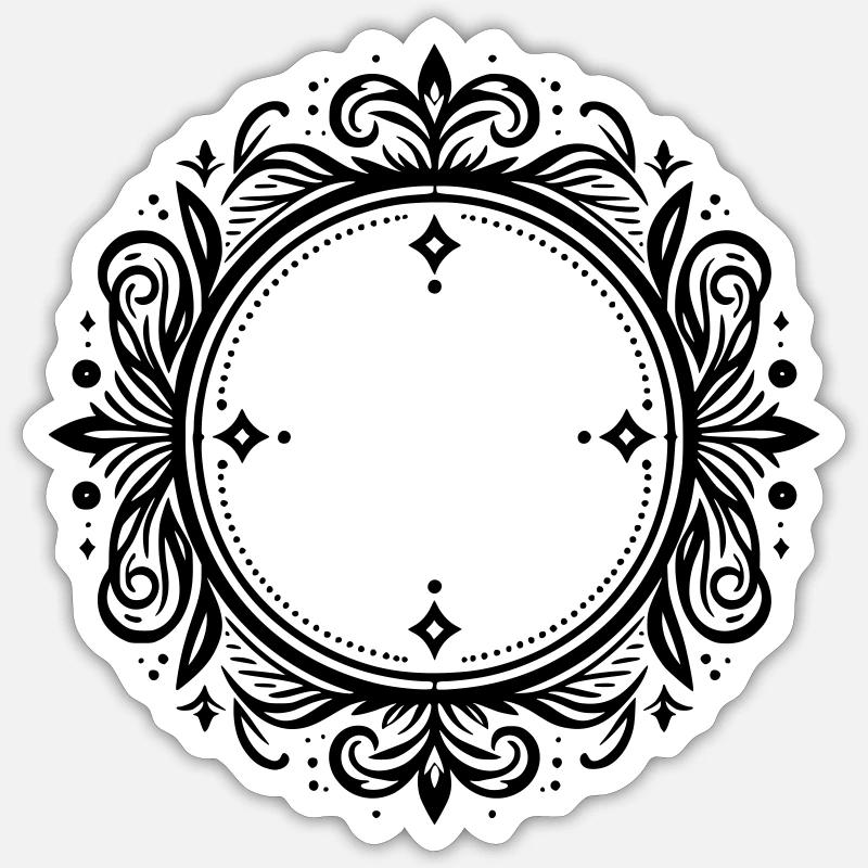Ornament Frame Round Sticker size S (10 x 10 cm)