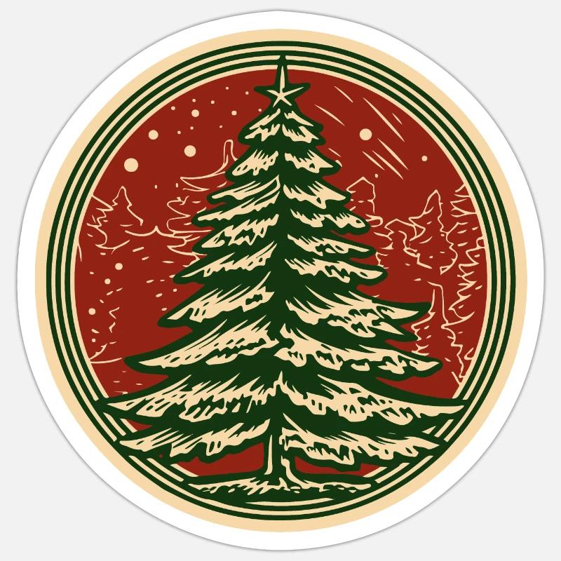 Festive Christmas Tree Sticker size S (10 x 10 cm)