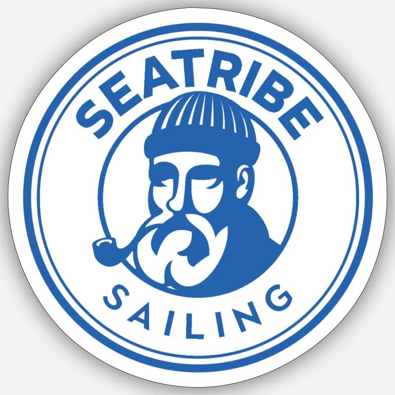Seatribe Sailing - Seemann Design mit Pfeife - Sticker Größe S (10 x 10 cm) - Mattweiß