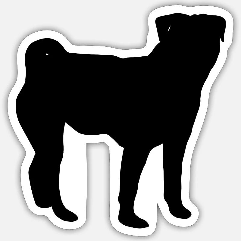 Silhouette de carlin - Sticker taille S (10 x 10 cm) - blanc mat