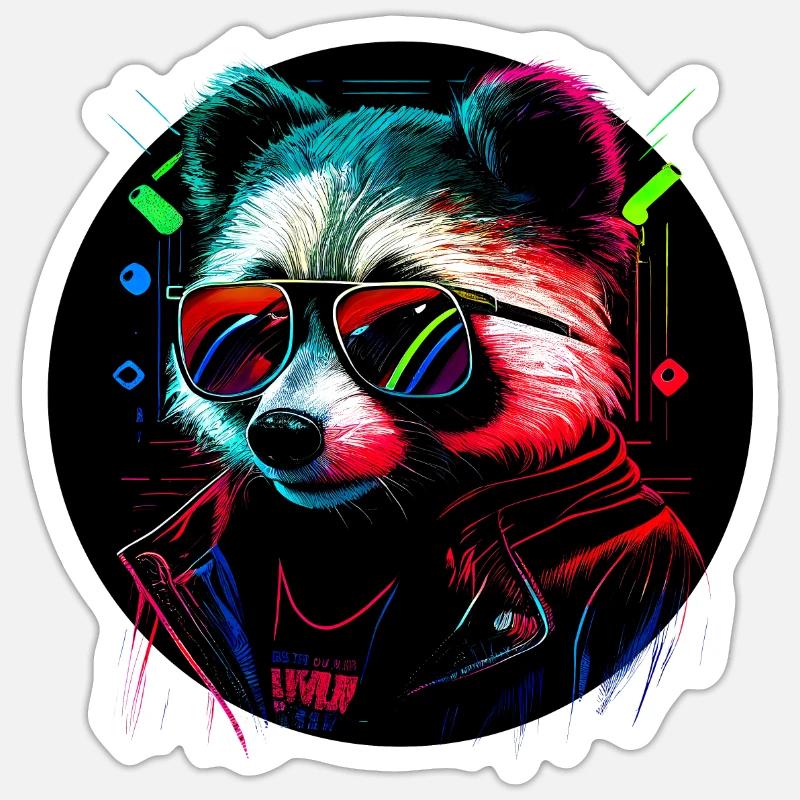 Cyber-Waschbär Sticker Größe S (10 x 10 cm)