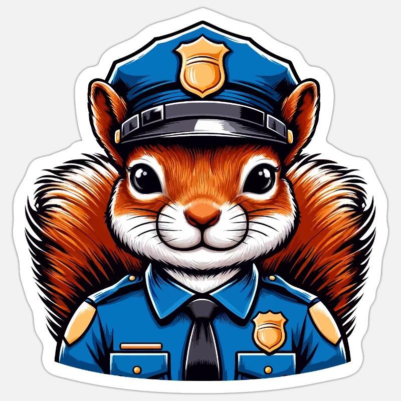 Officer Eichhörnchen Sticker Größe S (10 x 10 cm)