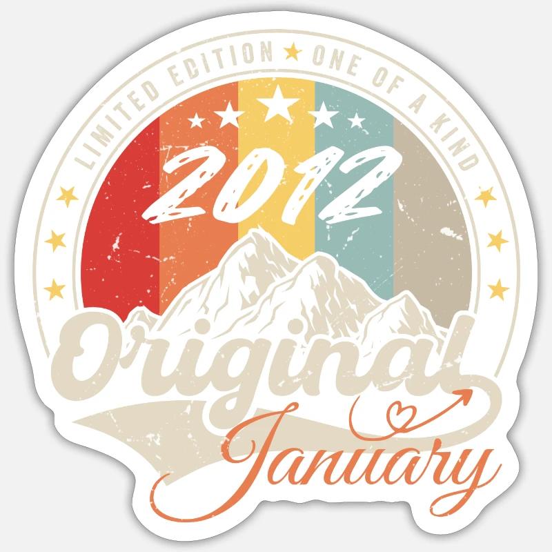 Januar 2012 Vintage Retro Geburtstagsgeschenk - Sticker Größe S (10 x 10 cm) - Mattweiß