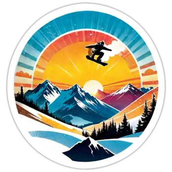 snowboard neige et ski - Sticker taille S (10 x 10 cm) - blanc mat - Devant