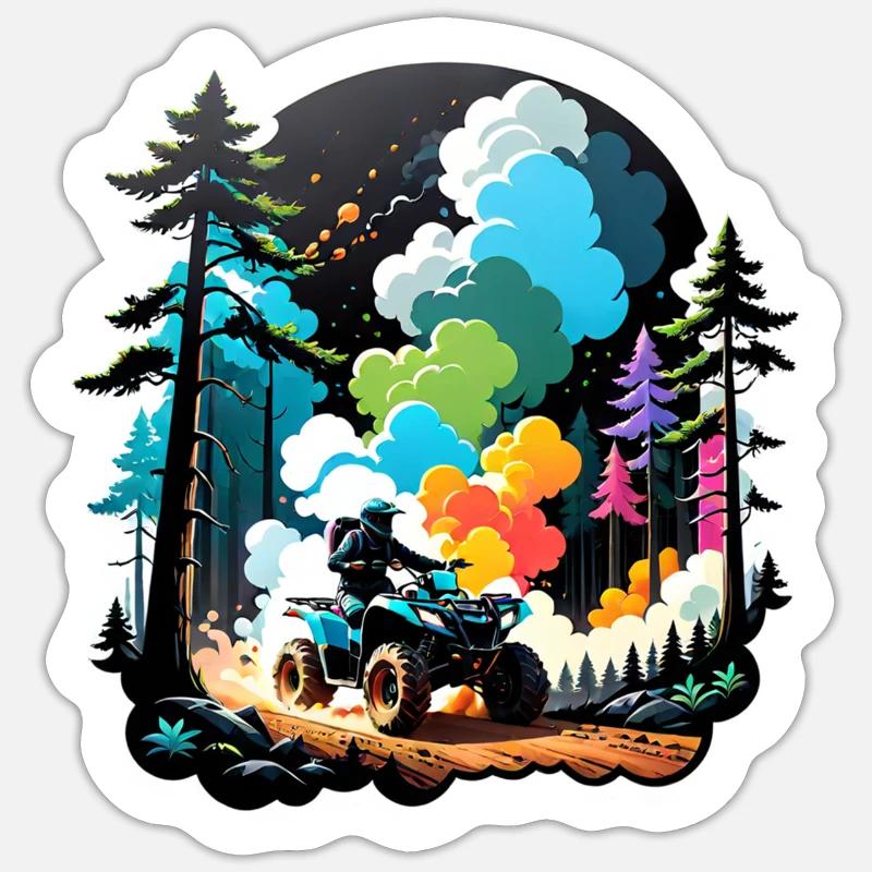 quad et tout terrain - Sticker taille S (10 x 10 cm) - blanc mat
