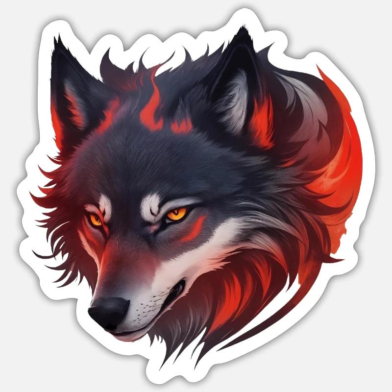 Feuerwolf - Sticker Größe S (10 x 10 cm) - Mattweiß