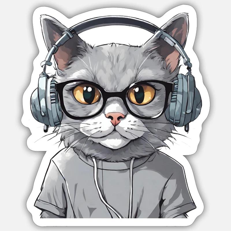 Grey Cat Web Developer Sticker size S (10 x 10 cm)