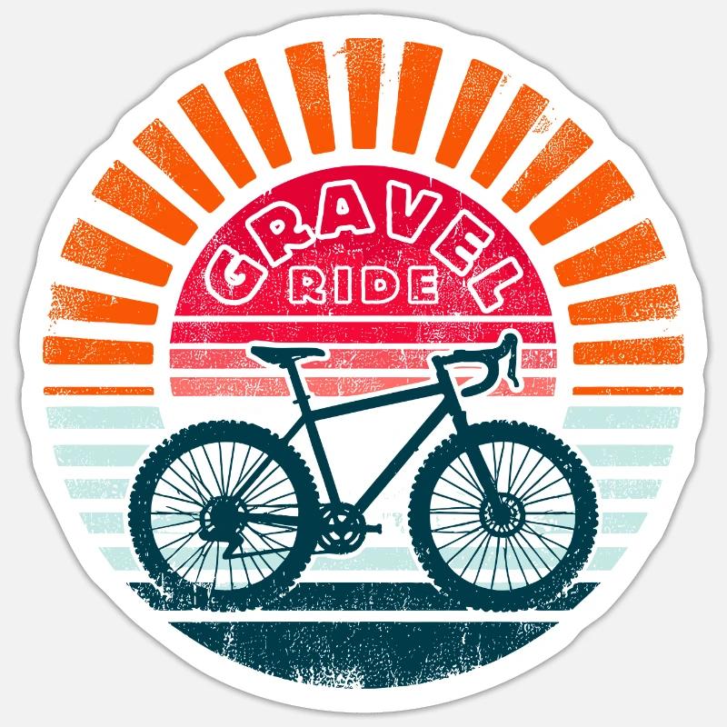 Balade en gravier vintage - Sticker taille S (10 x 10 cm) - blanc mat
