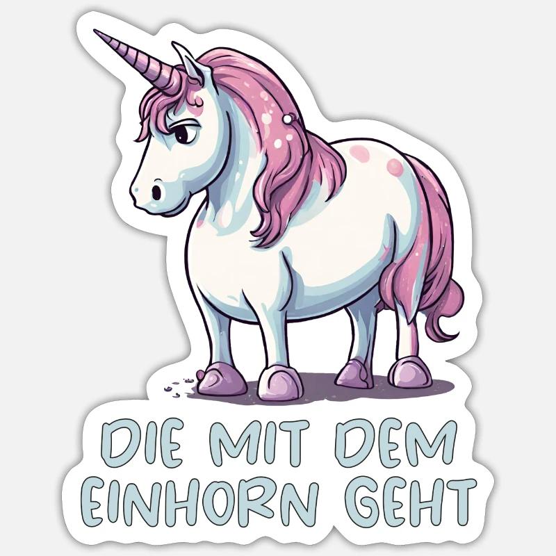 Die mit dem Einhorn geht - Sticker Größe S (10 x 10 cm) - Mattweiß
