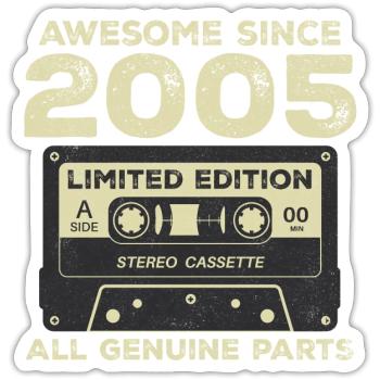 2005 Geburtstag geboren im Jahr 2005 Vintage Retro - Sticker Größe S (10 x 10 cm) - Mattweiß - Vorne