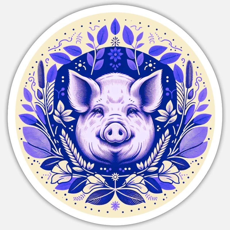 Stoneware pig - Sticker size S (10 x 10 cm) - white matte